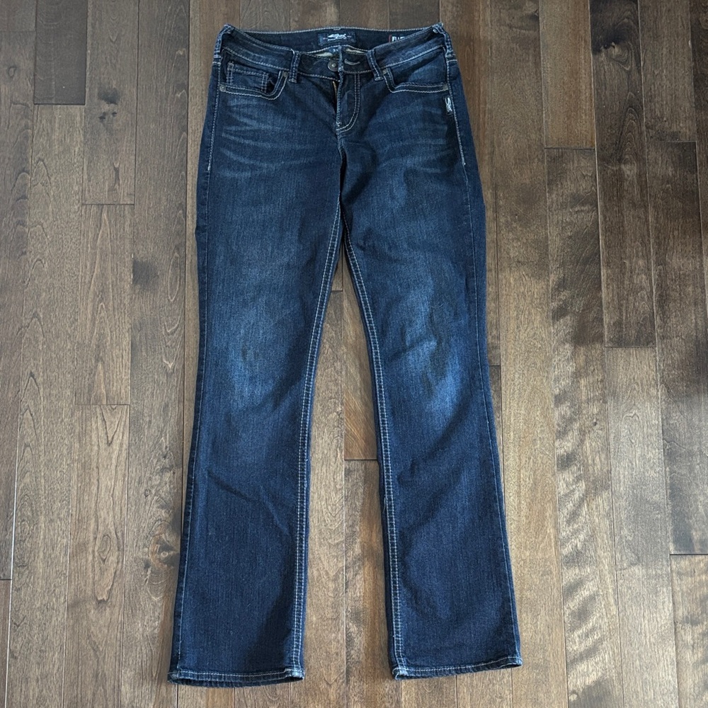 Silver Suki High Slim Boot Jeans Women's Dark Blue Jeans Size 28